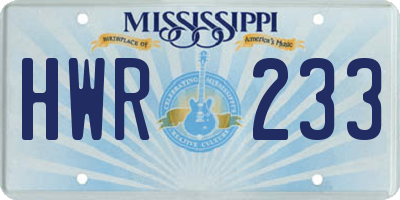 MS license plate HWR233