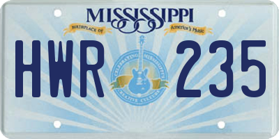 MS license plate HWR235