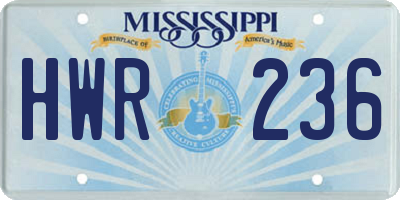 MS license plate HWR236