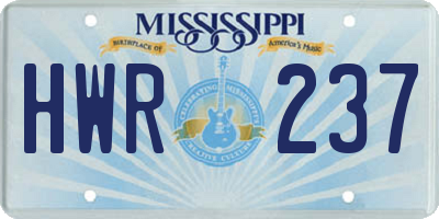 MS license plate HWR237