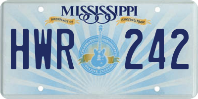 MS license plate HWR242