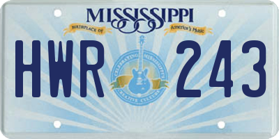 MS license plate HWR243