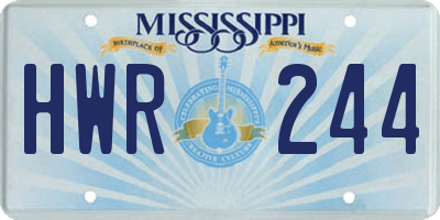 MS license plate HWR244