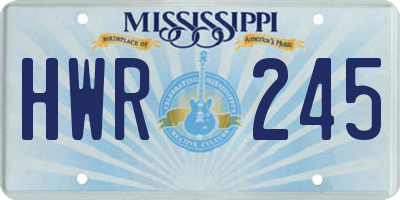 MS license plate HWR245