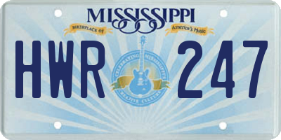 MS license plate HWR247