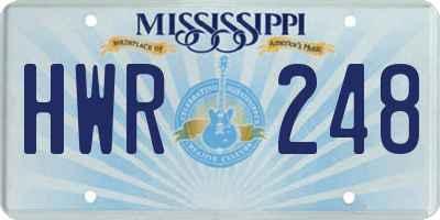 MS license plate HWR248