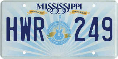 MS license plate HWR249