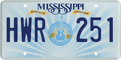 MS license plate HWR251