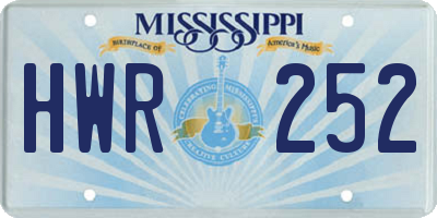 MS license plate HWR252