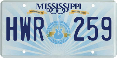 MS license plate HWR259