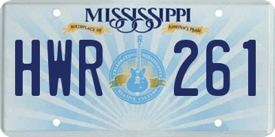 MS license plate HWR261