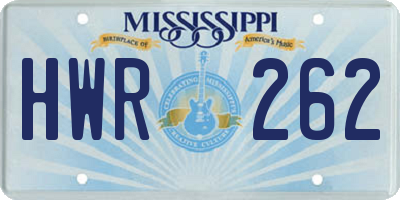 MS license plate HWR262