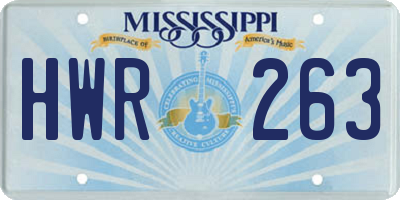 MS license plate HWR263