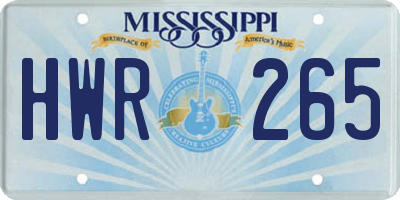 MS license plate HWR265
