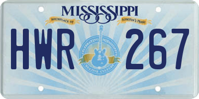 MS license plate HWR267