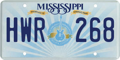 MS license plate HWR268