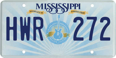 MS license plate HWR272