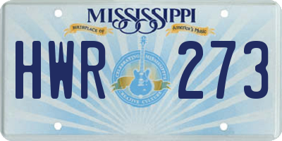 MS license plate HWR273