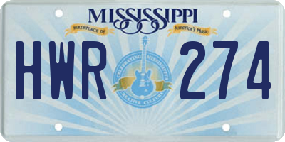 MS license plate HWR274
