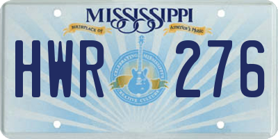 MS license plate HWR276