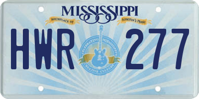 MS license plate HWR277