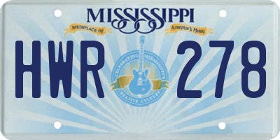 MS license plate HWR278
