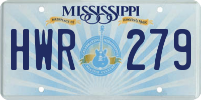 MS license plate HWR279