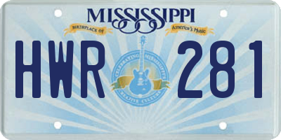 MS license plate HWR281