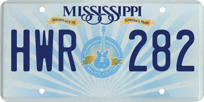 MS license plate HWR282