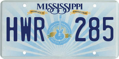 MS license plate HWR285