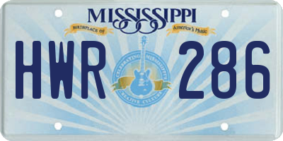 MS license plate HWR286