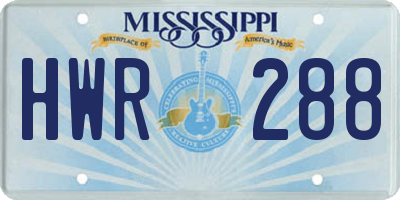 MS license plate HWR288