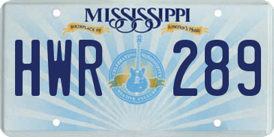 MS license plate HWR289