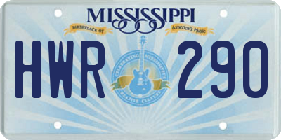 MS license plate HWR290