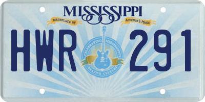 MS license plate HWR291