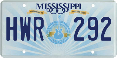 MS license plate HWR292