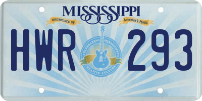MS license plate HWR293