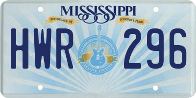 MS license plate HWR296