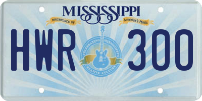 MS license plate HWR300