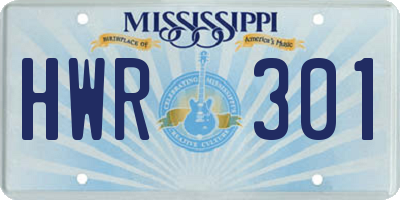 MS license plate HWR301
