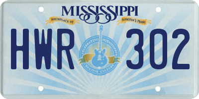 MS license plate HWR302