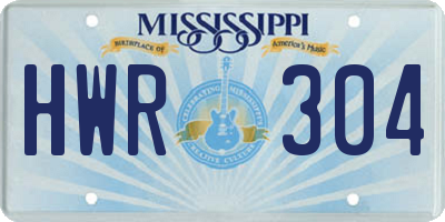 MS license plate HWR304