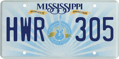 MS license plate HWR305