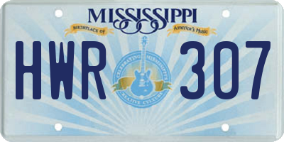MS license plate HWR307