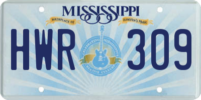 MS license plate HWR309