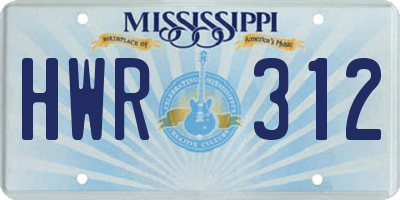 MS license plate HWR312