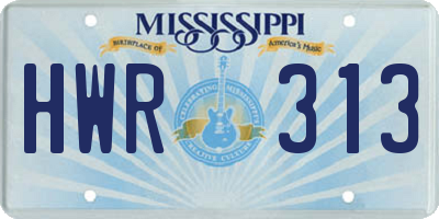 MS license plate HWR313