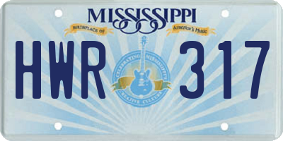 MS license plate HWR317