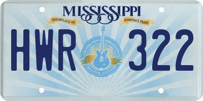 MS license plate HWR322