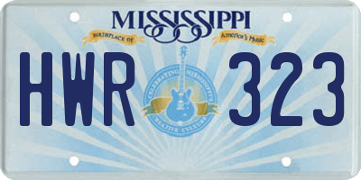 MS license plate HWR323